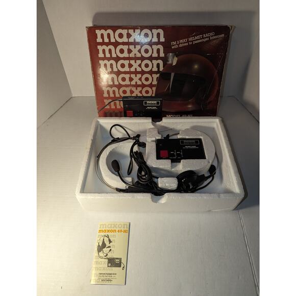 Vintage Maxon FM 2 Way Helmet Radio Driver Passenger Intercom 49-Hi Never Used - Picture 1 of 12